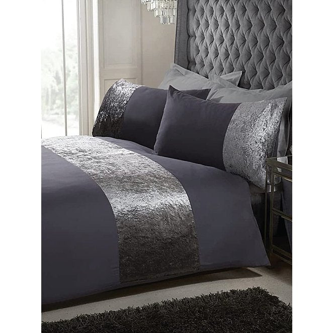 Sleepdown Velvet Cuff Duvet Set - Charcoal from You Know Who's