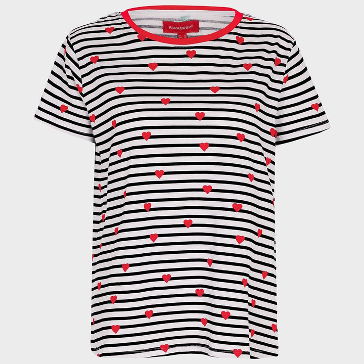 Stripe Heart T-Shirt Black & White from You Know Who's