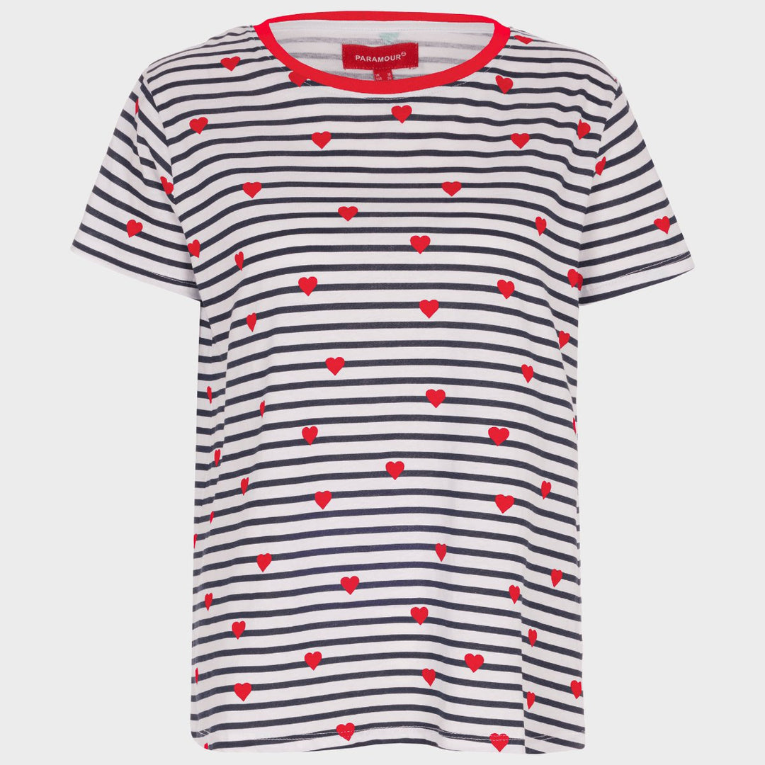 Stripe Heart T-Shirt Navy & White from You Know Who's